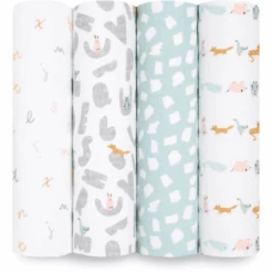 Aden + Anais™ Essentials Pucktuch 4er-Pack Alphabet Animals