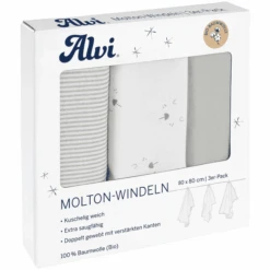 Alvi® Molton-Windeln 3er Pack Faces 80 X 80 Cm
