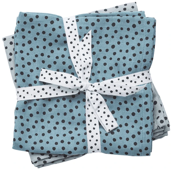 Done By Deer™ Spucktuch 2er-Pack Happy Dots Blau 1 Done By Deer™ Spucktuch 2er-Pack Happy Dots Blau