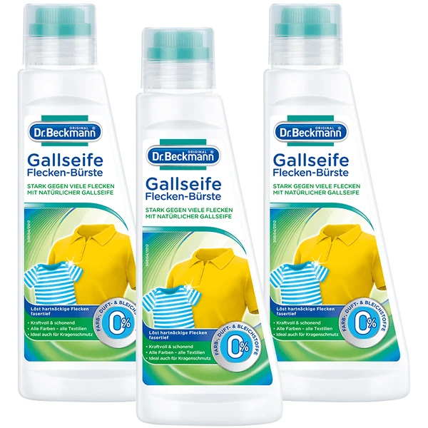 Dr. Beckmann® Gallseife Flecken-Bürste, 3x 250 Ml 1 Dr. Beckmann® Gallseife Flecken-Bürste, 3x 250 Ml
