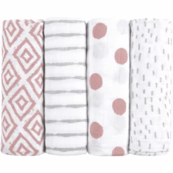 Emma & Noah Mullwindeln 4er-Set Rosa 70 X 70 Cm