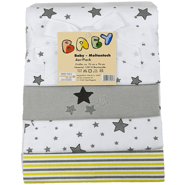 HÜTTE & CO Moltontücher 4er Pack Sternchen 1 HÜTTE & CO Moltontücher 4er Pack Sternchen