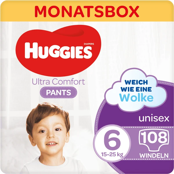Huggies Comfort Pants-Windel, Monatsbox, Größe 6 108 Windelhosen 1 Huggies Comfort Pants-Windel, Monatsbox, Größe 6 108 Windelhosen