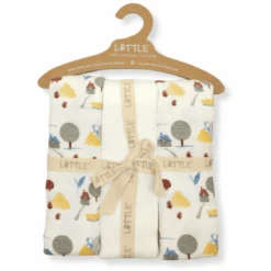 LITTLE Moltontücher 3er-Pack Organic Garden View Offwhite