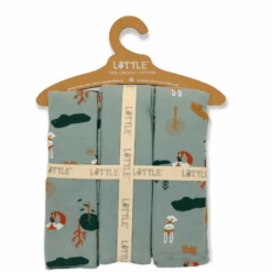 LITTLE Moltontücher 3er-Pack Organic Waldtiere Green Tea