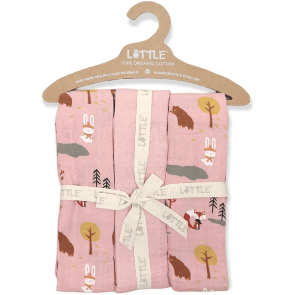 LITTLE Mullwindeln 3er-Pack Waldtiere Powder Rose 1 LITTLE Mullwindeln 3er-Pack Waldtiere Powder Rose