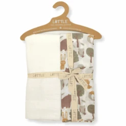 LITTLE Pucktücher 2er-Pack Forest Offwhite