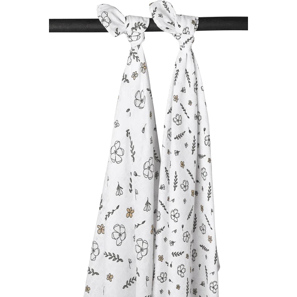 Meyco Swaddles 2er-pack Floral 120x120 Cm 1 Meyco Swaddles 2er-pack Floral 120x120 Cm