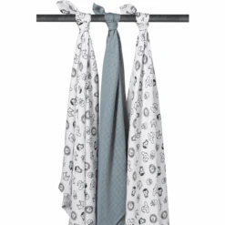 Meyco Swaddles 3er-pack Animal/Stone Green 120x120 Cm