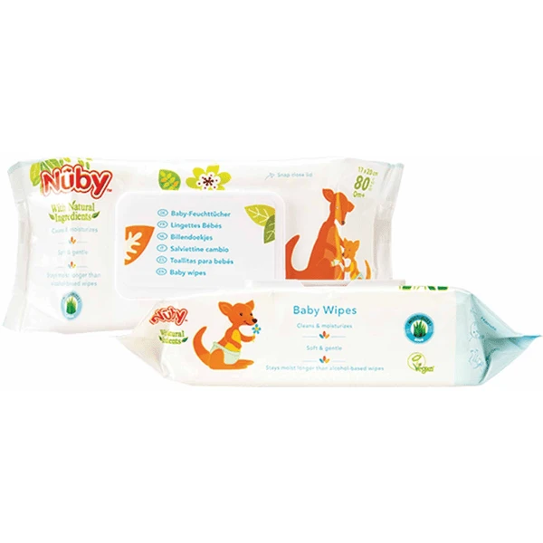 Nuby Nûby Baby-Feuchttücher All Natural 160 Tücher (2x 80 Stk) Mit Verschließbarer Spenderbox 1 Nuby Nûby Baby-Feuchttücher All Natural 160 Tücher (2x 80 Stk) Mit Verschließbarer Spenderbox