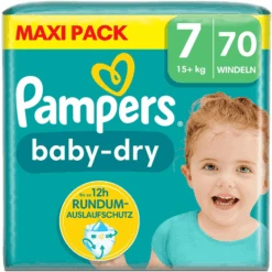 Pampers® Pampers Baby-Dry Windeln, Gr. 7, 15+ Kg, Maxi Pack (1 X 70 Windeln)