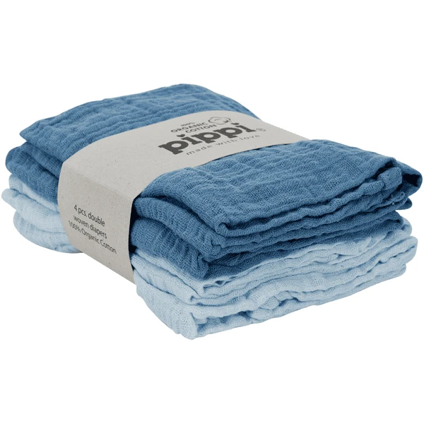 Pippi Muslin Tücher 4er Pack Baby Blue 1 Pippi Muslin Tücher 4er Pack Baby Blue
