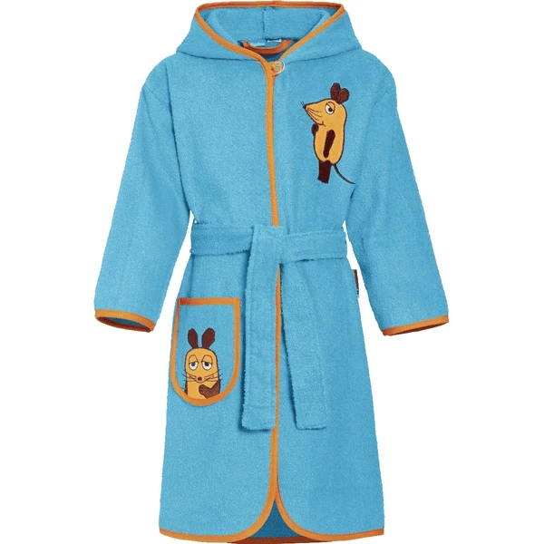 Playshoes Frotte-Bademantel Die Maus Aquablau 1 Playshoes Frotte-Bademantel Die Maus Aquablau