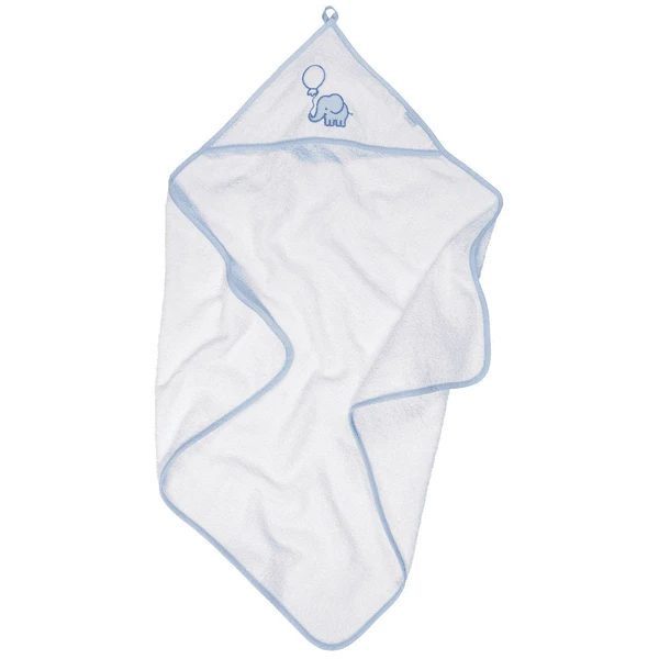Playshoes Frottee-Kapuzentuch Elefant Weiß-blau 1 Playshoes Frottee-Kapuzentuch Elefant Weiß-blau
