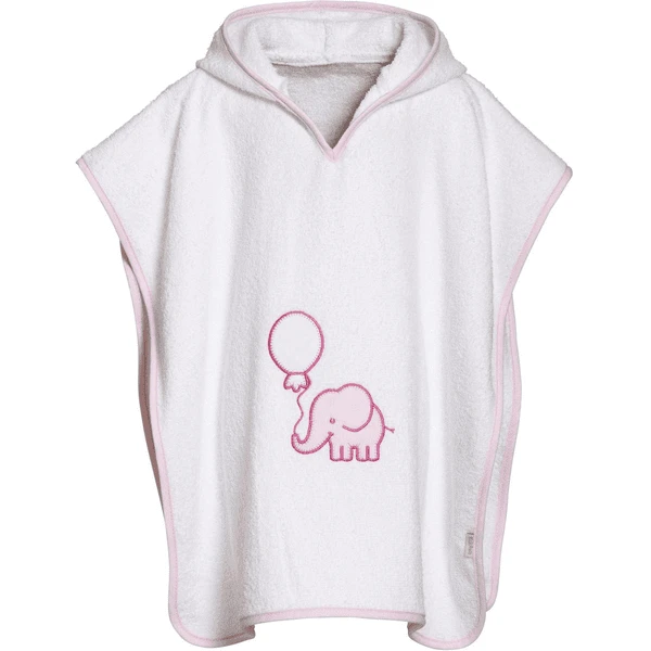 Playshoes Frottee-Poncho Elefant Weiß-rosa 1 Playshoes Frottee-Poncho Elefant Weiß-rosa