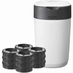 Tommee Tippee Windeleimer Twist & Click Sangenic, Inklusive 12x Nachfüllkassetten, Weiß