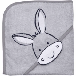 WÖRNER SÜDFROTTIER Kapuzenbadetuch Esel Hellgrau 80 X 80 Cm