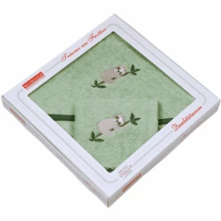 WÖRNER SÜDFROTTIER Set Aus Waschhandschuh + Kapuzenbadetuch Faultier Helloliv